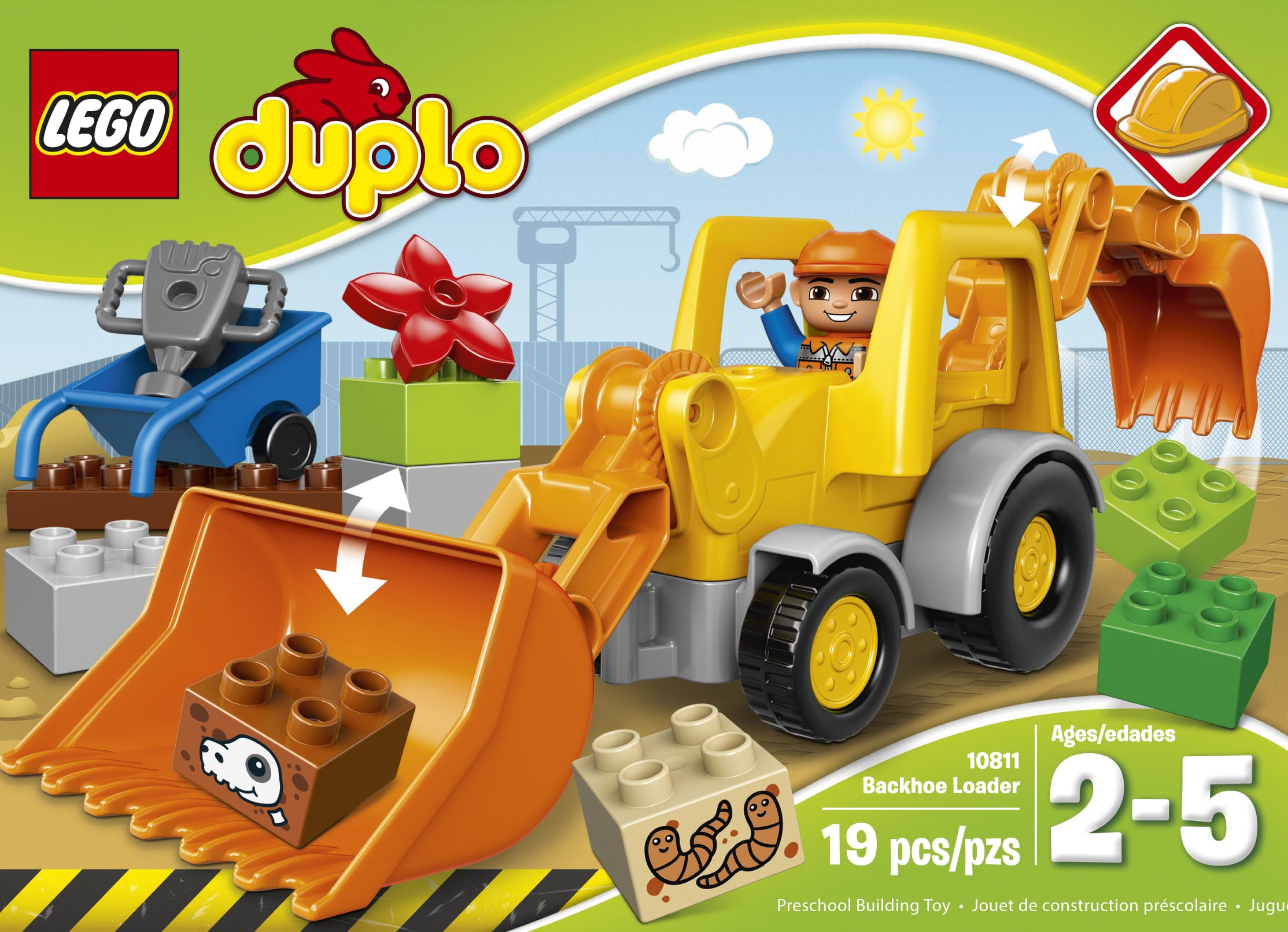 Lego Duplo Item Tractor Frame backhoe/loader yellow 