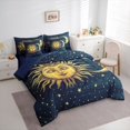 thumbnail image 2 of Homewish Vintage Boho Sun Moon 7pcs Queen Bedding,Dreamy Stars Bedding Comforter Set Queen,Blue,Navy Blue Reversible, 2 of 8