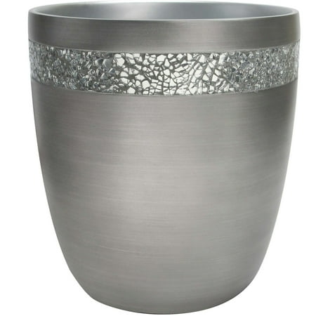 Better Homes & Gardens Glimmer Mirrored Mosaic 1.45 Gallon Wastebasket in Shiny Silver for Bathroom and Bedroom