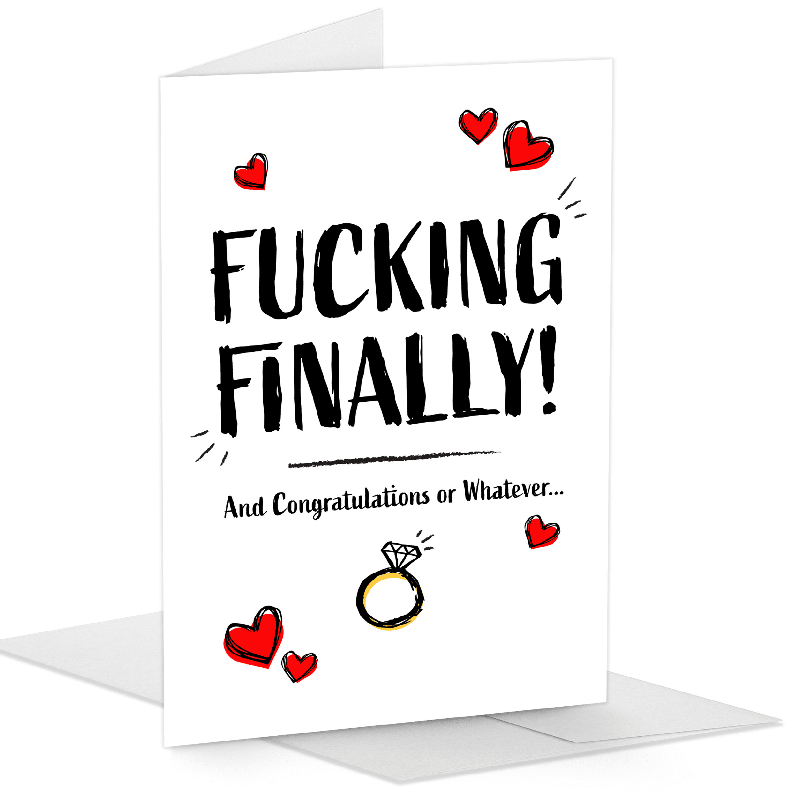 Witty Yeti 5x7 Funny Adult Prank Greeting Card for Wedding or Engagement, 1 Pack