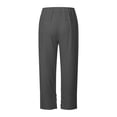 thumbnail image 5 of VEKDONE Cotton Straight Trousers for Women Elastic High Waisted Lounge Pants Casual Lightweight Comfy Button Split Long Pants with Pockets Gray L, 5 of 5