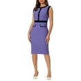 thumbnail image 2 of INSPIRE CHIC Women's Sheath Dresses Office Sleeveless Contrast Color Pencil Dress, 2 of 5