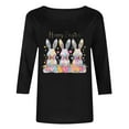 thumbnail image 6 of Fartey Plus Size Womens Happy Easter Shirts Slim Fit Spring Summer Tunic Tops Cute Bunny Graphic Tees Soft Comfy 3/4 Sleeve Crew Neck Blouses Black S-5XL, 6 of 6