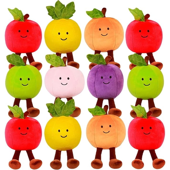 PELIUCHERIA - Peluches de Frutas Sonrientes, Diferentes Tamaños y Colores (Frutitas 12 pz Surtidas, 12, Unidades)