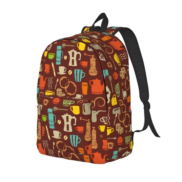 Easygdp Retro Coffee Mochila de Lona Resistente para Laptop, Compatible con Laptops de 15 a 17 pulgadas, Ideal para Escuela, Trabajo y Viajes-Medium