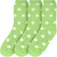 thumbnail image 2 of BambooMN Fuzzy Polka Dot Socks - 3 Pairs - 09 Spring Green, 2 of 6