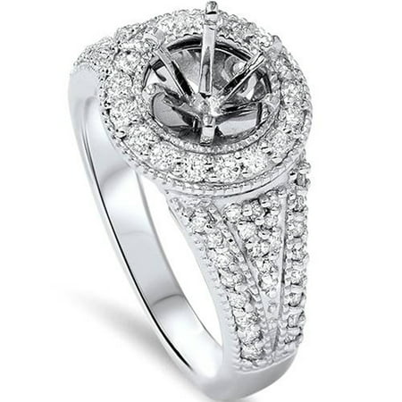 Pompeii 5/8ct Round Halo Diamond Engagement Ring Setting 14K White Gold (G/H,SI1-SI2)