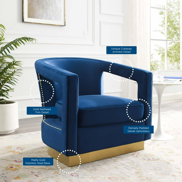 Modway Frolick Performance Velvet Armchair in Navy Walmart