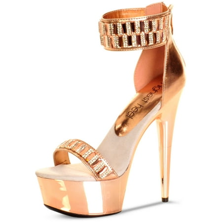 Metallic Leather Ankle Wrap - Highest Heel Women's 6