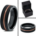 thumbnail image 4 of P. Manoukian Tungsten Wedding Band Ring 6mm for Men Women Black & 18K Rose Gold Plated Center Line Pipe Cut Brushed Polished Lifetime Guarantee Size 5.5, 4 of 4