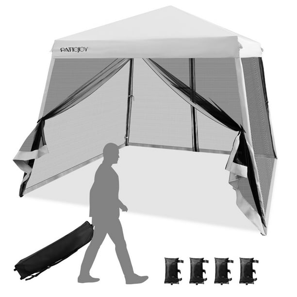 Costway 3x3m Carpa Plegable Instantáneo de Exterior Tienda de Patas Inclinadas con Paredes Laterales Altura Regulable para Patio Playa