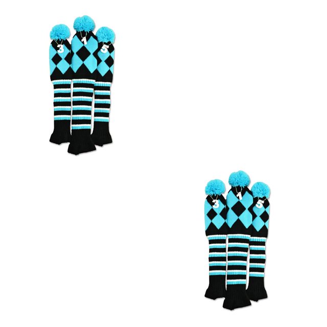 Greeniant Paquete de 3 fundas de punto para palos de golf, decoración, fundas protectoras portátiles para ejercicio, suministros para 1, 3, 5 palos, Type2 NO2 Greeniant CBP214035