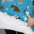 thumbnail image 3 of Oversized Wearable Blanket Hoodie,Cartoon Dogs Blue Background Sherpa Blanket Hoodie with Super Pockets,Super Warm Fuzzy Pullover for Women & Men, 3 of 6