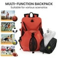 thumbnail image 3 of Soccer Bag 2-in-1 Sports & Travel Backpack with Ball and Laptop Compartments, Water-Resistant, for Basketball Volleyball Football, Orange, B00391, 3 of 10