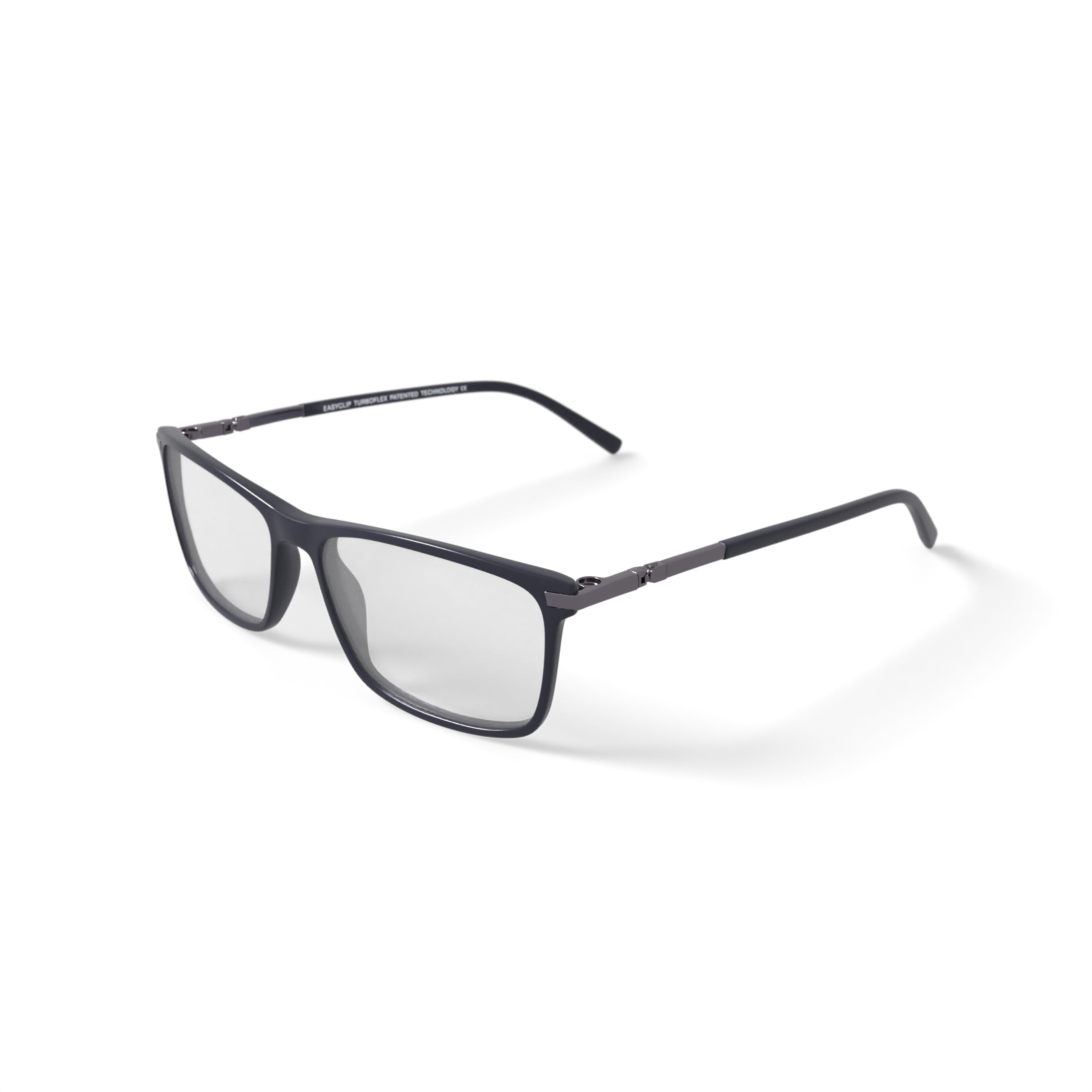 EasyClip Men's EC500 Rectangular Prescription Eyeglasses with Case, Black