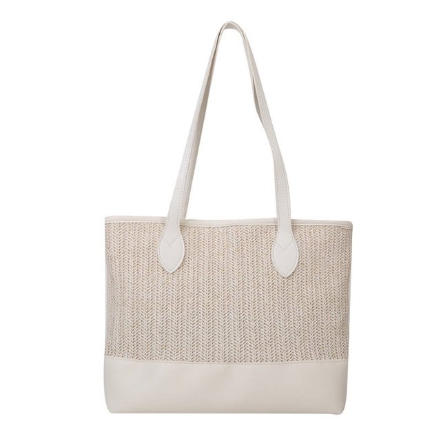Nvzi Bolso de hombro tejido, bolso de mano tejido y bolso de cosméticos, bolso de mano tejido elegante para playa de verano, 12 x 4,52 x 10,43 pulgadas, blanco