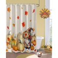 thumbnail image 2 of Fall Thanksgiving Shower Curtain Set ，Waterproof Fabric Shower Curtains Pumpkin Maple Leaf Dwarf Linen Pastoral Shower Curtains for Bathroom,Bathroom Decor 72"x78", 2 of 7