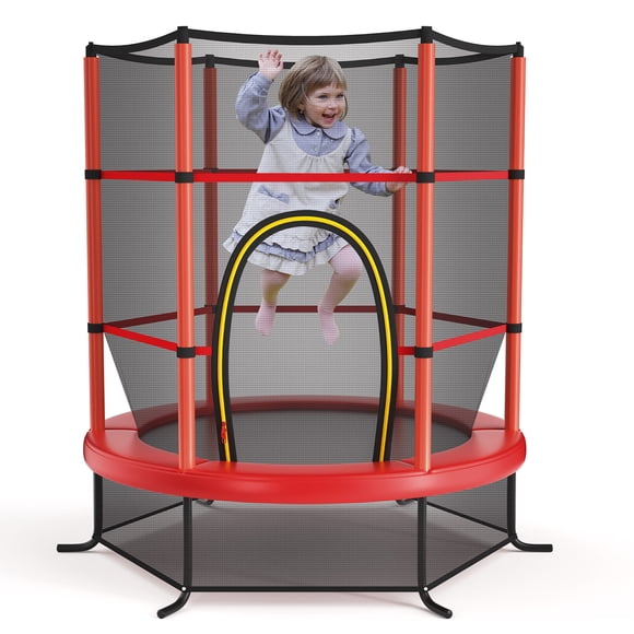 Costway 55" Kids Trampoline Bouncing Jumping Mat Recreational Trampoline W/Enclosure Net