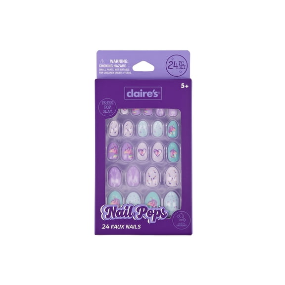 Claire's Unicorn Lavender Oval Shaped Press-on Nails, 24 Nails