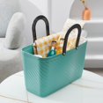 thumbnail image 4 of OUSITAID Hand Basket Portable Stripe Texture Easy to Clean Outdoor Picnic Solid Color Plastic Shopping Pouch for Bathroom, 4 of 8
