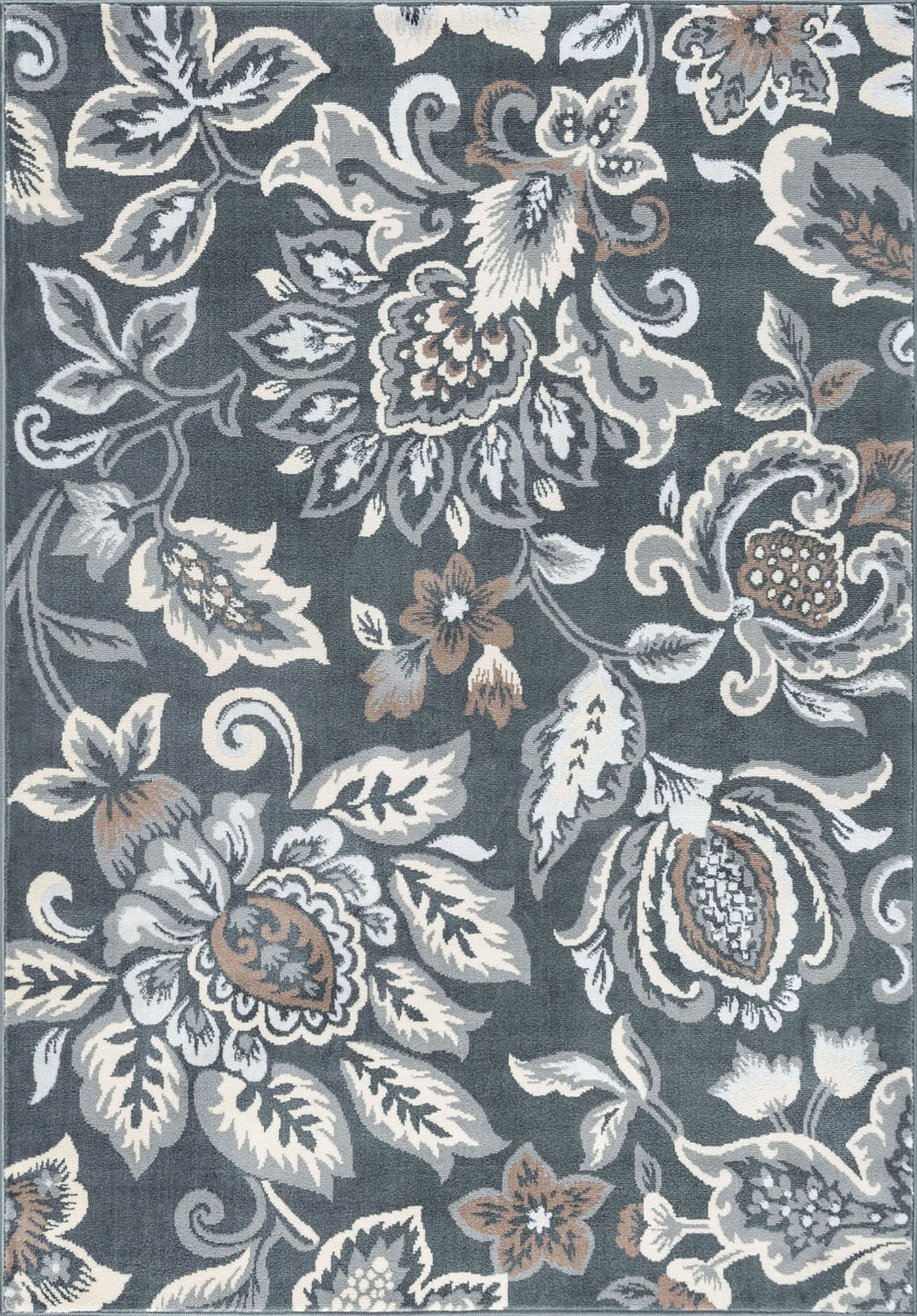 Madison Traditional 9' x 12' Dark Gray Polypropylene Indoor Area Rug