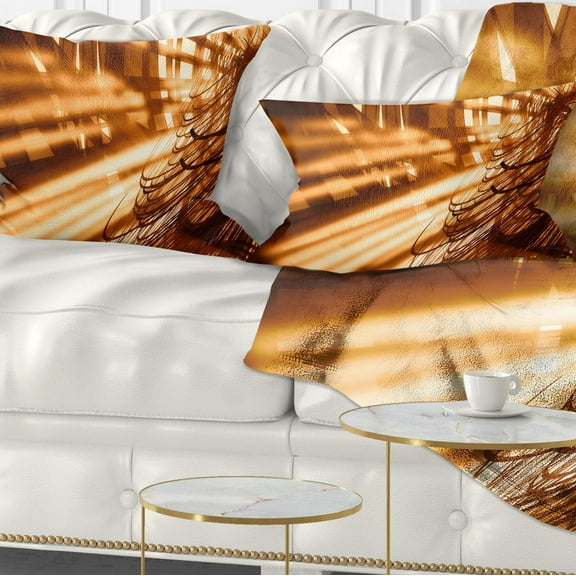 Designart Fractal 3D Brown Bold Tangle - Contemporary Throw Pillow - 12x20