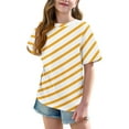 thumbnail image 4 of Bovxnpu Kids Summer Tops, Toddler Girls Casual T Shirt, Toddler Kids Boys Girls Fashion Cute Stripe Loose Soft Short Sleeve Top 14 Years, 4 of 7