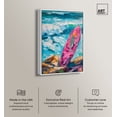 thumbnail image 2 of Pink Surfboard On The Beach Colorful Coastal Bright Canvas Wall Art by Art Remedy, White Floater Frame, 10"x15", 2 of 7