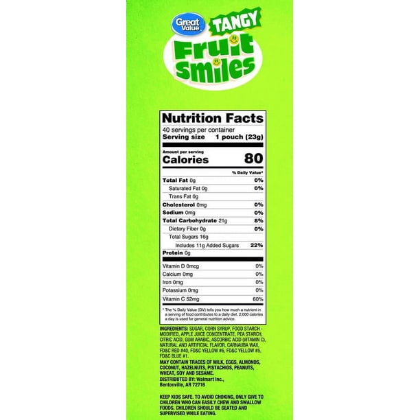 Tangy Fruit Smiles 40 Ct - Fruit snack bins - Walmart Business