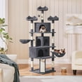 thumbnail image 2 of YEXJ Large Cat Tree Tower for Large Cats, 76.5in Multi-Level Kitten Tower with 3 Condos & Perches, 9 Scratching Posts and 2 Baskets, Climbing Tree for Indoor Kitty, Dark Gray, 2 of 10