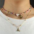 thumbnail image 2 of Gargantilla Bohemia hecha a mano con cuentas de colores para mujer, collar con colgante de letras de acero inoxidable, accesorios de joyería de playa con corazón de concha, 2 of 4