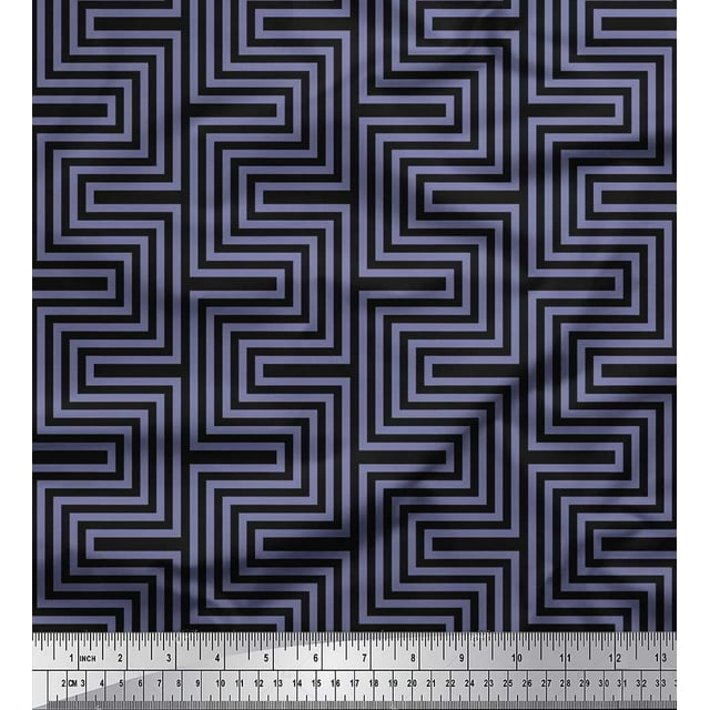 Soimoi polyester Crepe Fabric Square & Spiral Geometric Print Fabric by Yard 52 Inch Wide
