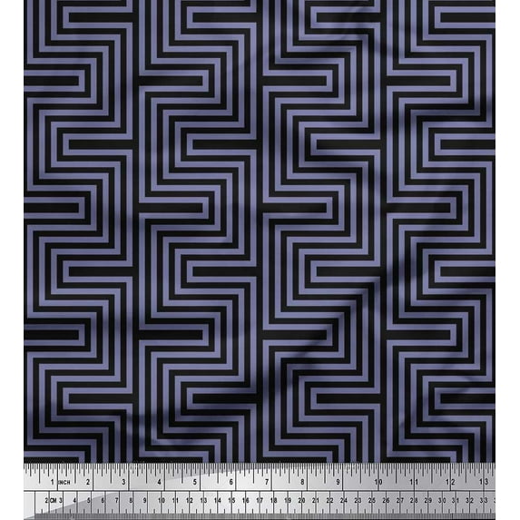 Soimoi Moss Georgette Fabric Square & Spiral Geometric Decor Fabric Printed Yard 42 Inch Wide