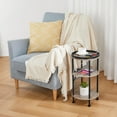 thumbnail image 6 of Small Round Side Table with Charging Station for Small Spaces, 3-Tier Round Accent Table with 2 USB Ports & Power Outlets, Round Corner Table Sofa Side Table for Living Room Bedroom Apartment(USB,Oak), 6 of 18