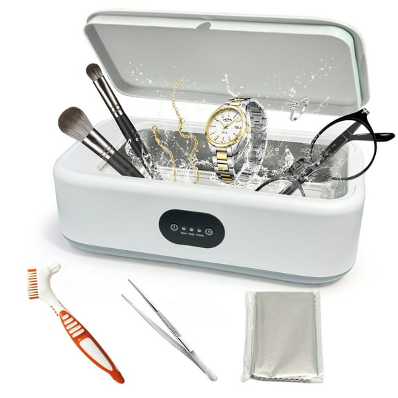 MTWML Ultrasonic Cleaner,49Khz 22Oz Ultrasonic Jewelry Cleaner Machine With 3 Modes Timer for Glasses Ring Earring Dentures Necklaces Watch Strap Makeup Brush Tank Sonic (640ML)