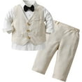 thumbnail image 3 of Baby Boy Formal Outfit Tuxedo Plaid Gentleman Suit Onesie Jumpsuit, 3 of 7