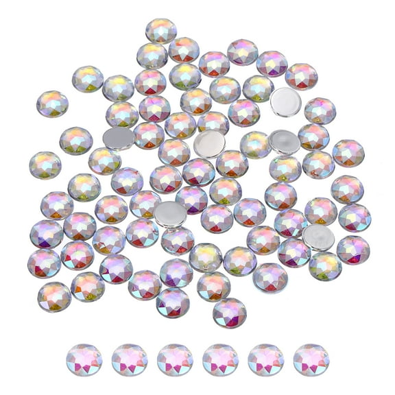 Flat Back Round Acrylic Rhinestones,8mm Multicolor Flatback Crystal Rhinestones for Crafts Clothes Shoes DIY Decoration Gifts 100Pcs