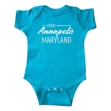 

Inktastic From Annapolis Maryland in White Distressed Text Gift Baby Boy or Baby Girl Bodysuit