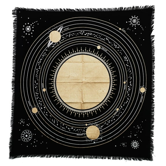 Indian Consigners Solar System Sun, Star & Moon Altar Cloth Witchcraft Alter Tarot Spread Top Cloth Spiritual 36 Inches sacred cloth Top Cloth (Solar System)