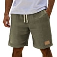 thumbnail image 2 of Men's Breathable Cotton Shorts, Lightweight Drawstring Shorts for Beach with Pockets , Vacation and Casual Wear Green 3XL, 2 of 9