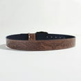 thumbnail image 4 of Jiibva Cowboy Buckle Belt Vintage Western Printed Belt Western Leather Bull Head Buckle Belt Engraved Floral Bull Belt for Men Women, 4 of 7