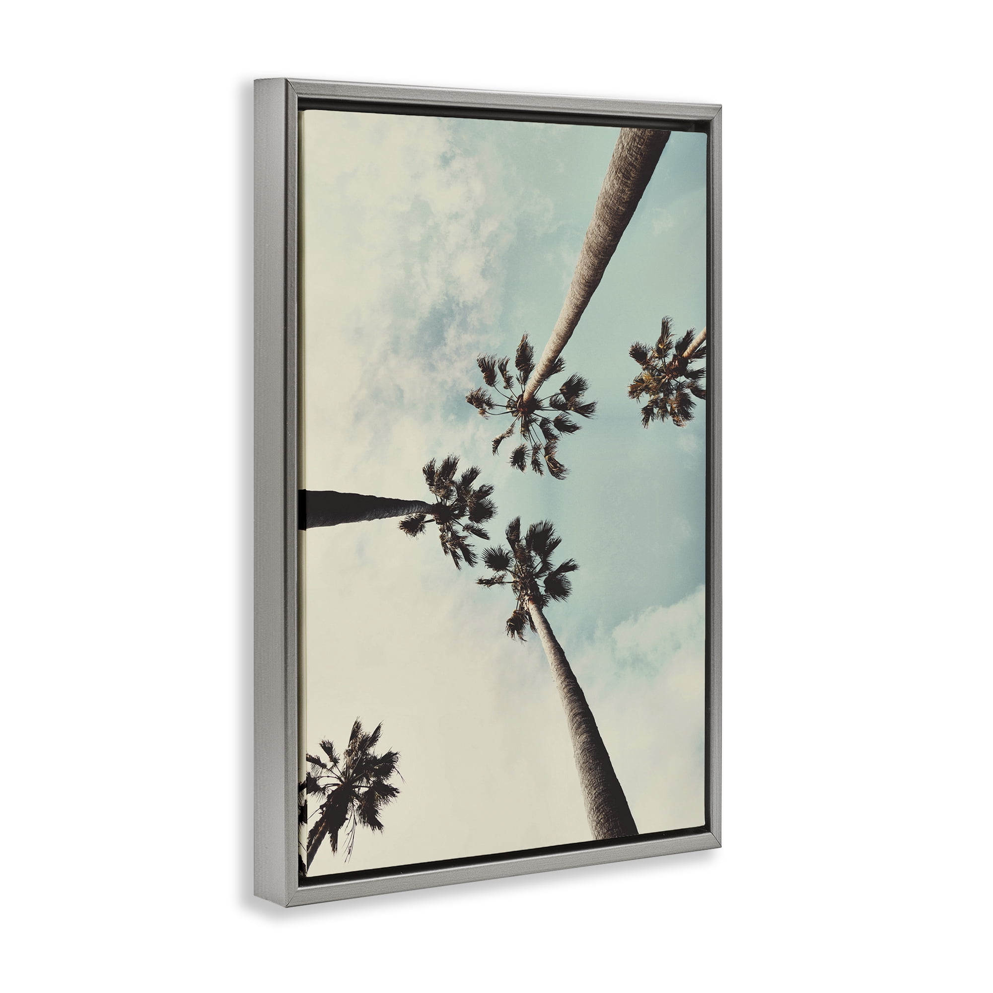 Stupell Industries Centric Tropical Palms Botanical & Floral Photography Gray Floater Framed Canvas Art Print Wall Art, 17 x 25