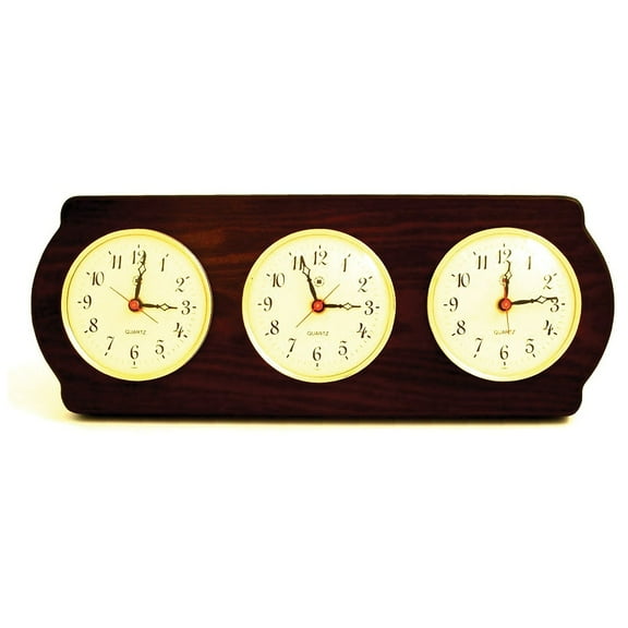 Bey-Berk International WS415 Brass Triple Quartz Clock in Ash Wood