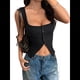 thumbnail image 3 of Camisetas Sin Mangas con Cuello Cuadrado y Botones Acanalados para Mujer, Lindas Camisetas de Verano Sin Mangas Negro XL, 3 of 7