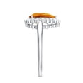 thumbnail image 3 of Lab Grown Orange Sapphire Ring with Diamond Halo - 2.5 Carat - AAAA Grade, 925 Sterling Silver, US 4.00, 3 of 8