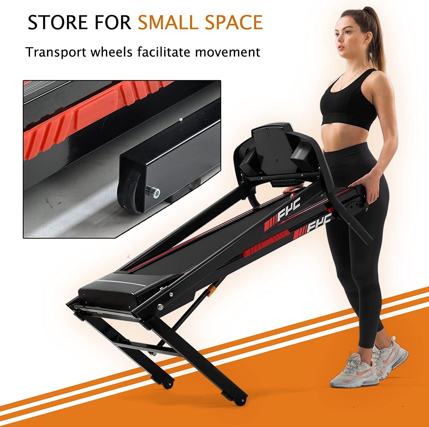 3.5HP 330 LB Weight Capacity with 3-Level Incline Folding Treadmill for Home 16.5" Running Area 10MPH Speed Running Machine Electric Foldable Treadmill with APP/Bluetooth/Incline