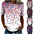 thumbnail image 4 of Xdegoge 4th Of July Tops for Women Patriotic Shirts USA American Flag Stars Print Crewneck Short Sleeve Casual Loose Fit Lightweight Summer Holiday Graphic Tees, 4 of 7