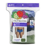 Fruit of the Loom Mens Cotton Briefs, Moisture-Wicking, Mid-Rise Fashion Brief Underwear, 6-Pack, S-5XB