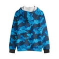 thumbnail image 3 of FUIALDOLG Blue Camo Dinosaur Print Full Zip Hoodie Oversized Boys Cute Winter Jackets with Pockets Casual Long Sleeve Sweatshirts for Boys, Size L, 3 of 7