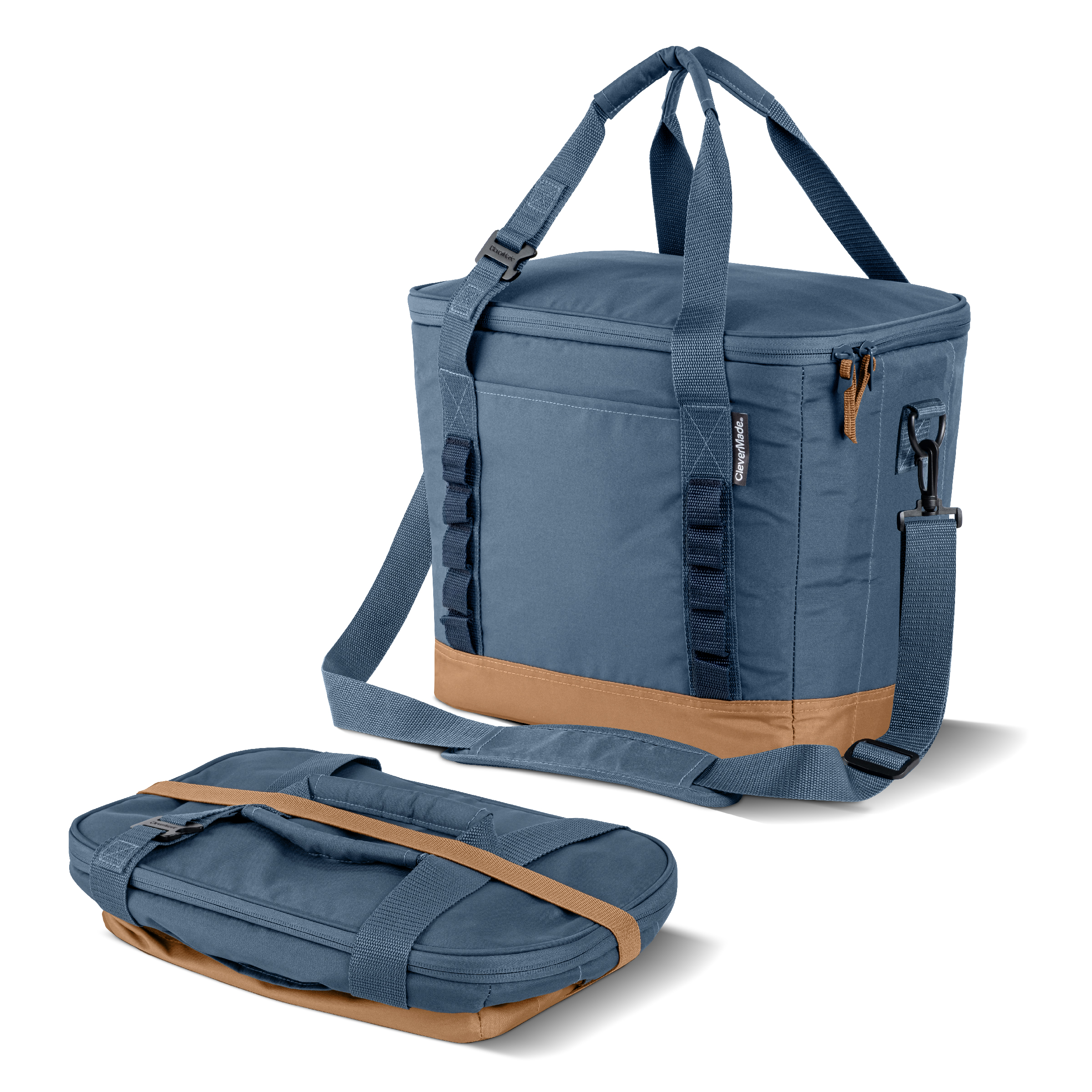 CleverMade Tahoe 30-Can Foldable Cooler Bag, Ocean Blue